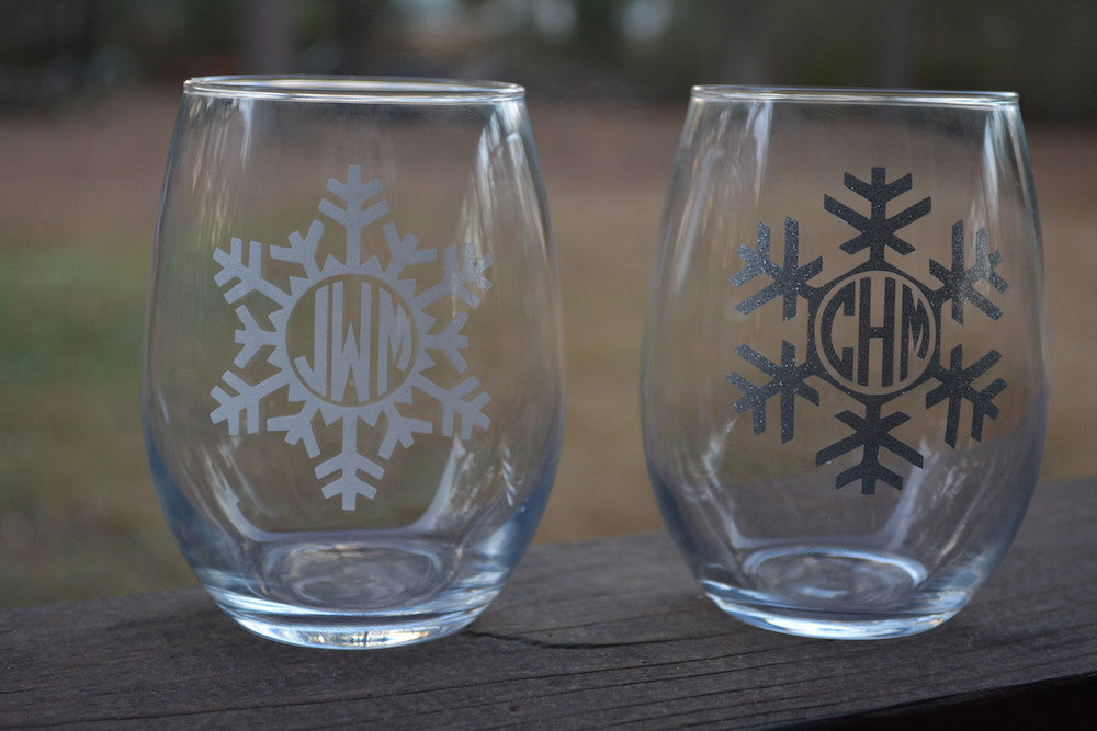 Snowflake Stemless Wine Glass – Southern Society Company