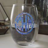 Patterned Monogrammed Wine Glass