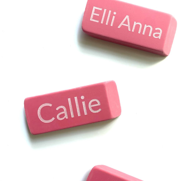 Personalized Pink Erasers 3ct