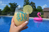 Monogrammed Stemless Wine Glass