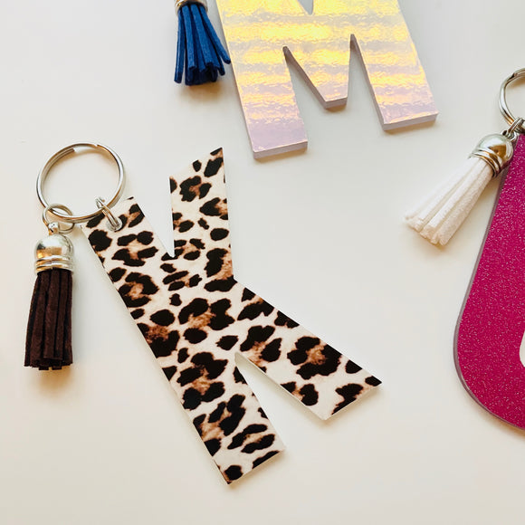 Patterned Single Letter Keychain