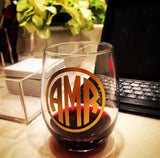 Monogrammed Stemless Wine Glass