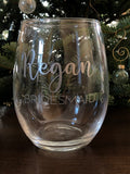 Wedding Party Stemless Wine Glass