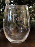 Wedding Party Stemless Wine Glass