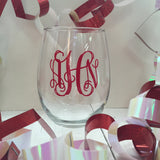 Monogrammed Stemless Wine Glass
