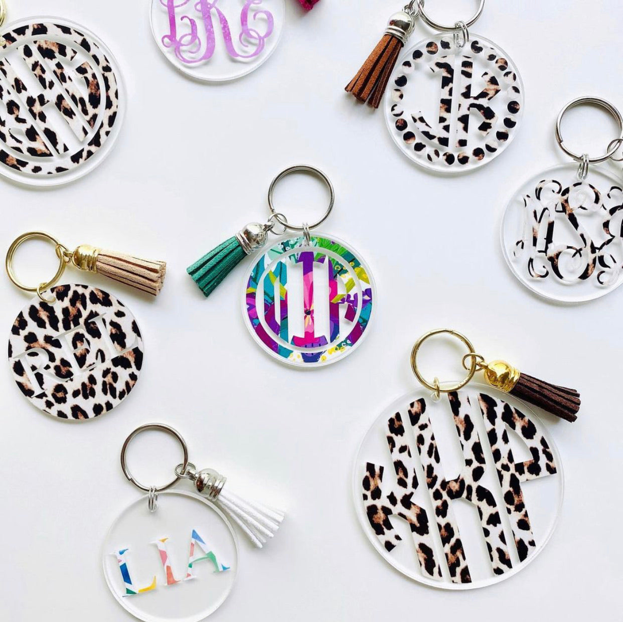 Custom Acrylic Initial Tassel Keychain