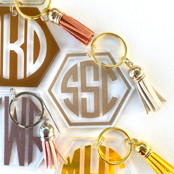 Hexagon Solid Color Keychains